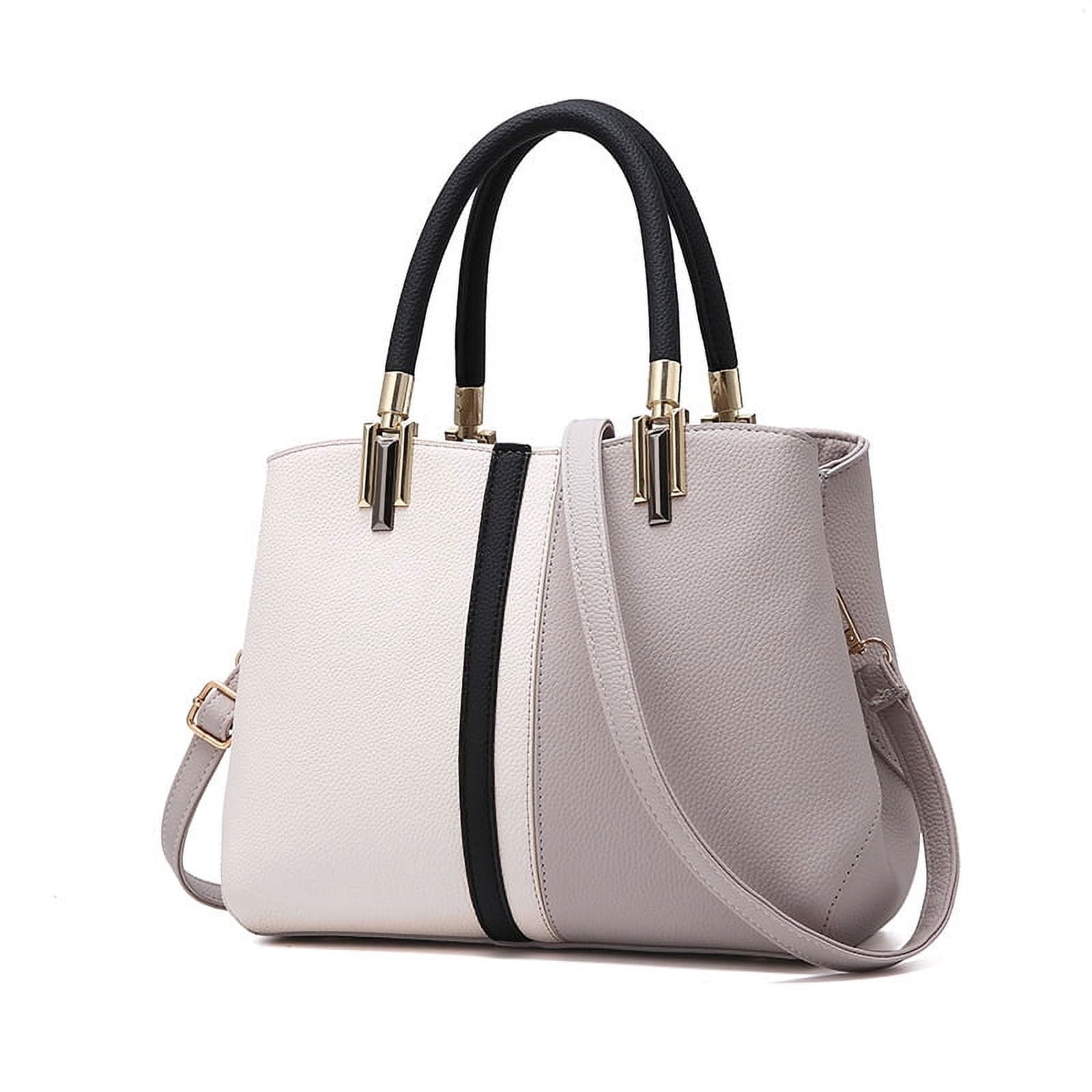 Purses and Handbags for Women Fashion Colorblock Zipper Top Handle Bags Leather Satchel Totes Work Shoulder Bag