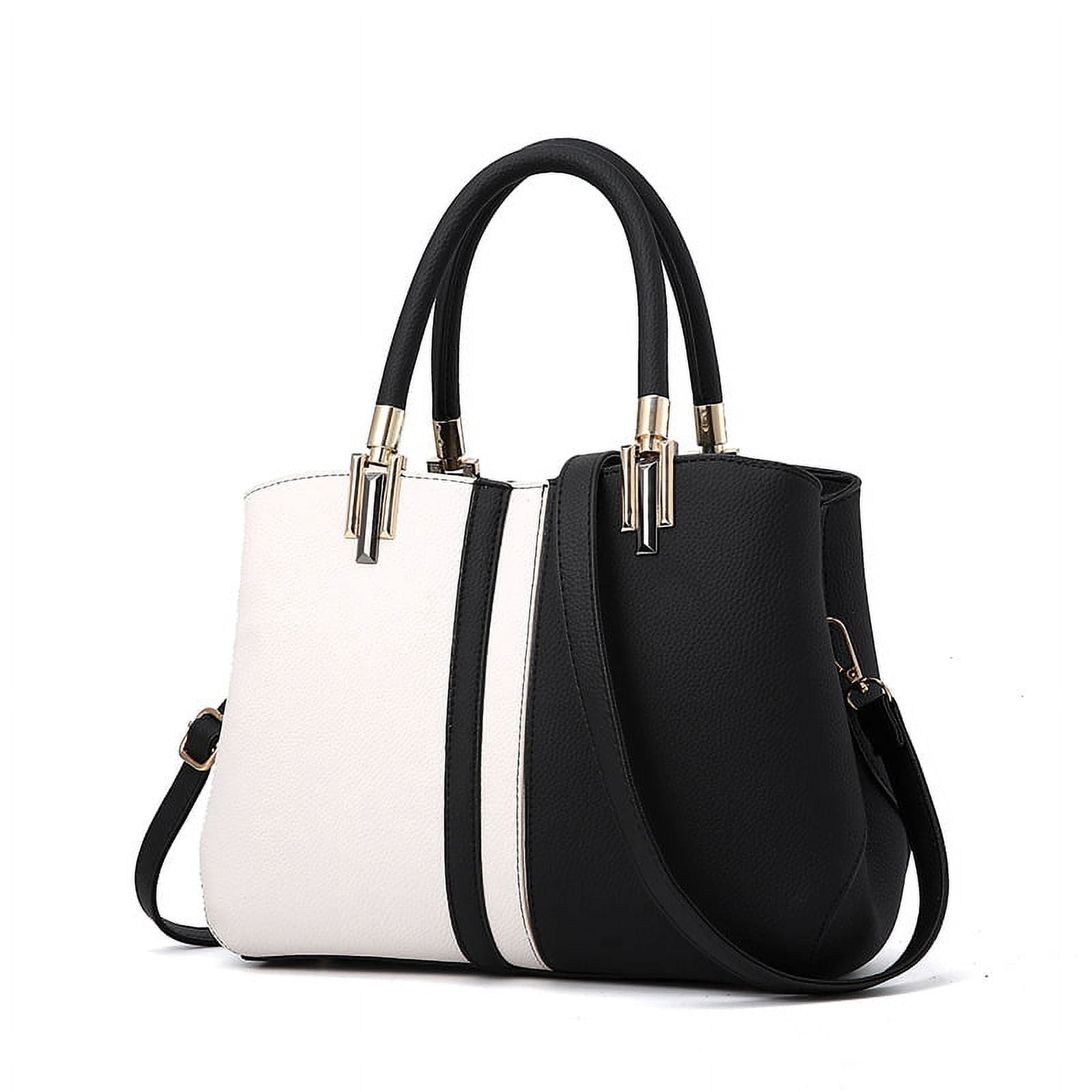 Purses and Handbags for Women Fashion Colorblock Zipper Top Handle Bags Leather Satchel Totes Work Shoulder Bag