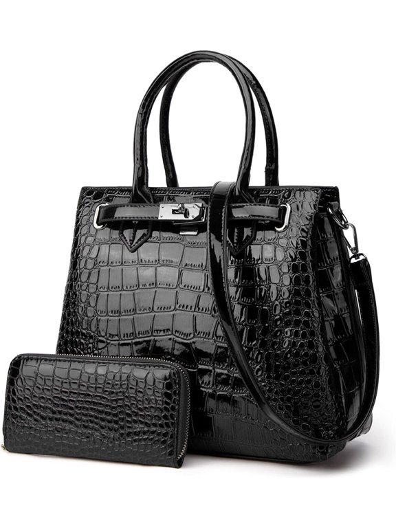 Purses and Handbags for Women Fashion Ladies Crocodile Pattern PU Leather Top Handle Satchel Shoulder Tote Bags