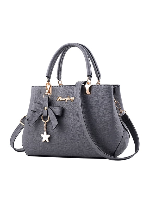 Purses and Handbags for Women Fashion Ladies PU Leather Top Handle Satchel Shoulder Tote Bags Plum Bow Crossbody Bag