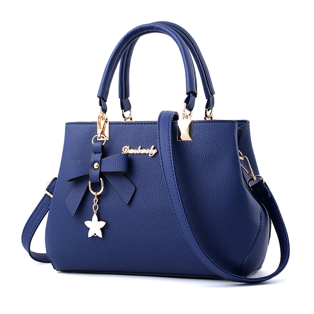 Women Tote Bag Tassels Leather Shoulder Female Handbags - Blue - Walmart.com