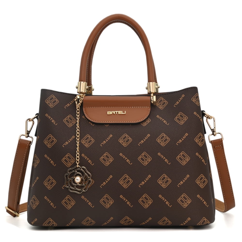 Purses and Handbags for Women Printed Shoulder Tote Bags Retro Top Handle Satchel Vegan Leather Work Bag Designer Crossbody Bag