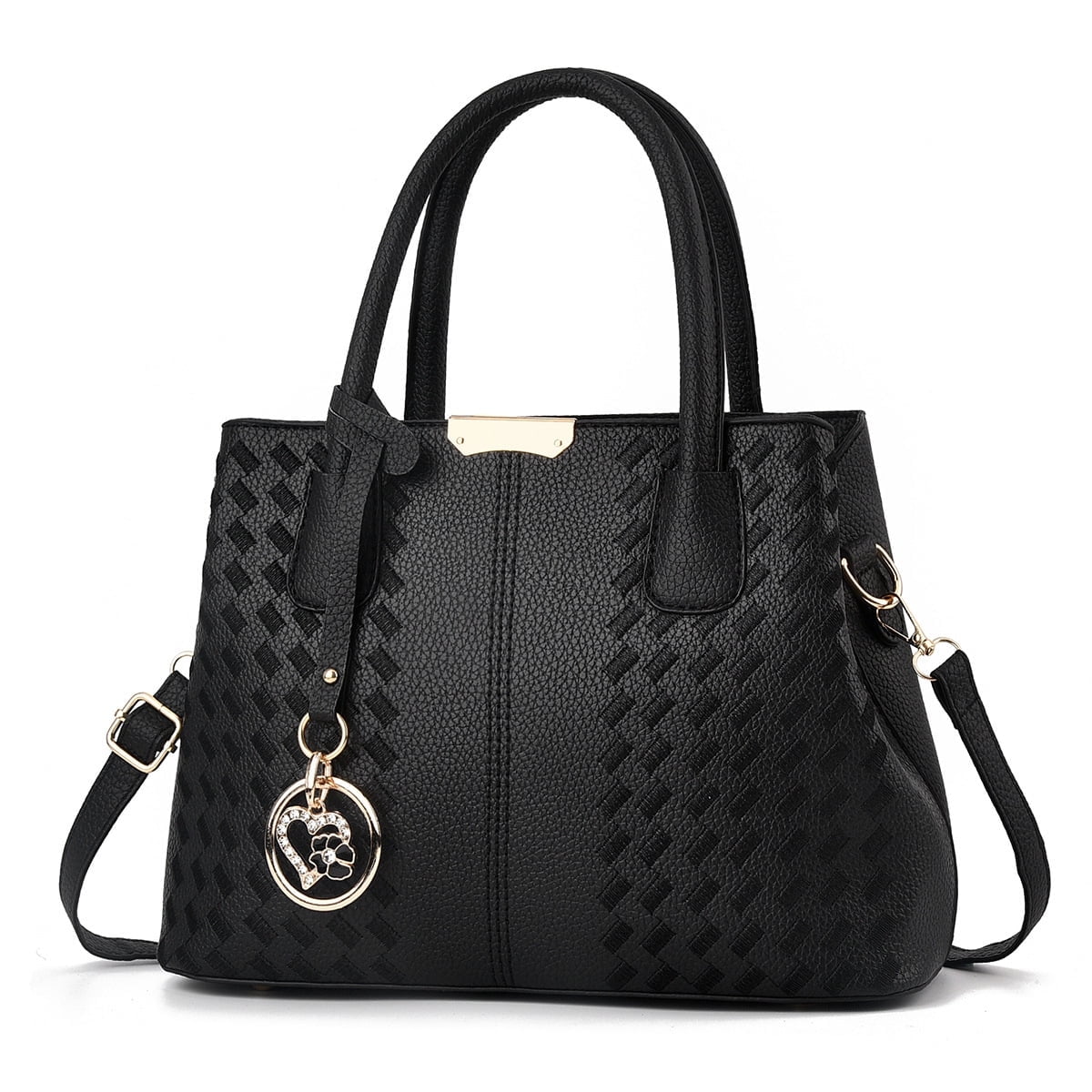 Purses and Handbags for Women Solid Color Stiching Crossbody Shoulder Bags Zipper Compartment Satchel Work Tote