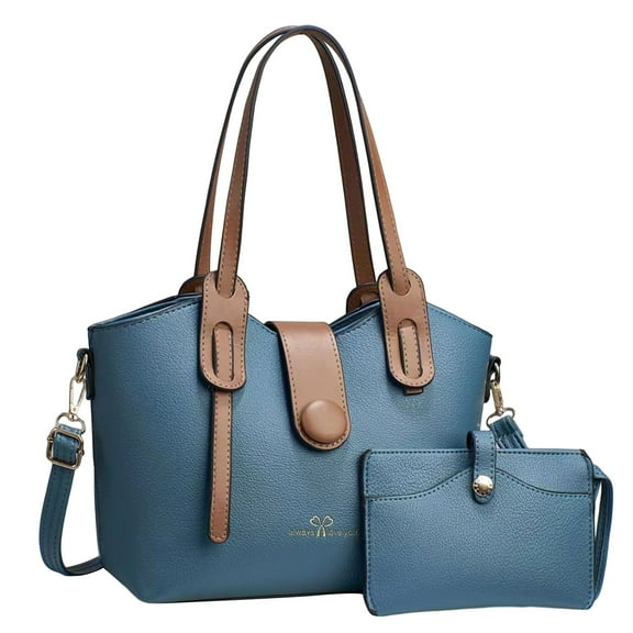 Purses and Handbags for Women Top Handle Ladies Shoulder Bags Leather Tote Bags Large Capacity Crossbody Bags with Wallet Solid Color Blue
