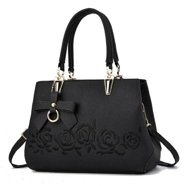 Purses and Handbags for Women, Tote Handbag Top Handle Satchel PU Leather Shoulder Messenger Bag, Black