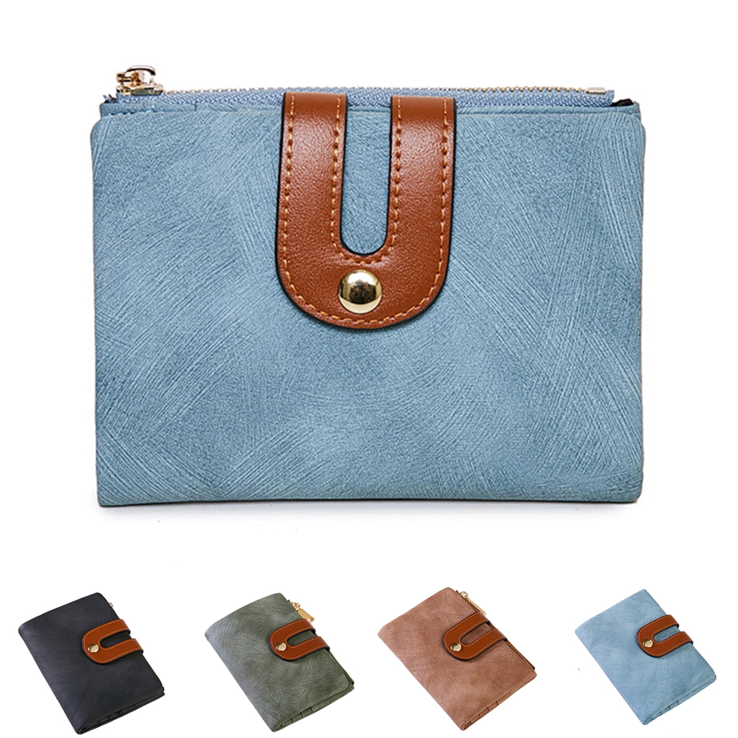 Personalized Leather Wallet For Women - Bifold With Zipper, Photo Insert, Name & Date Customization, Wrist Strap