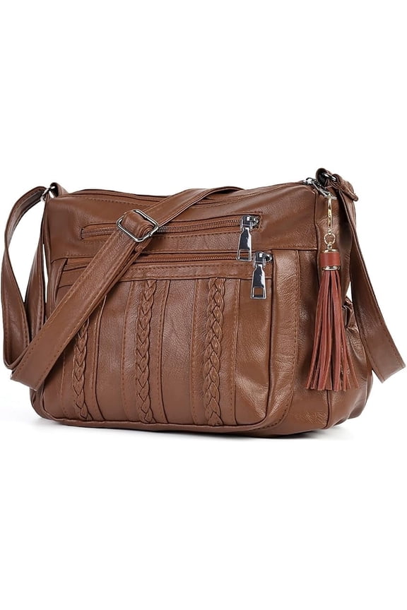Purses for Women Pocketbooks Soft PU Leather Ladies Crossbody Purse Multi Pocket Shoulder Bag