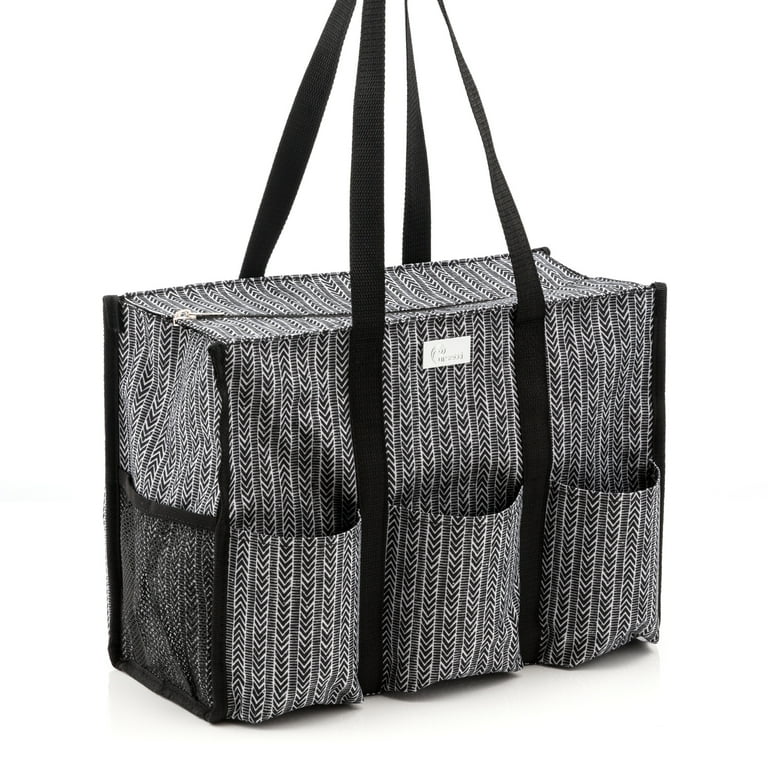 Pursetti Zip Top Organizing Utility Tote Bag with Multiple Exterior Interior Pockets for Working Women Nurses Teachers and Soccer Moms