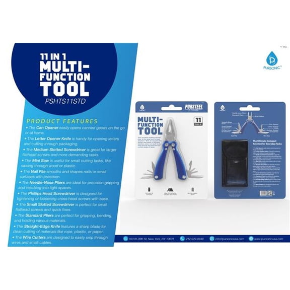 Pursonic PSHTS11STD 11-in-1 Multi Function Tool - Standard