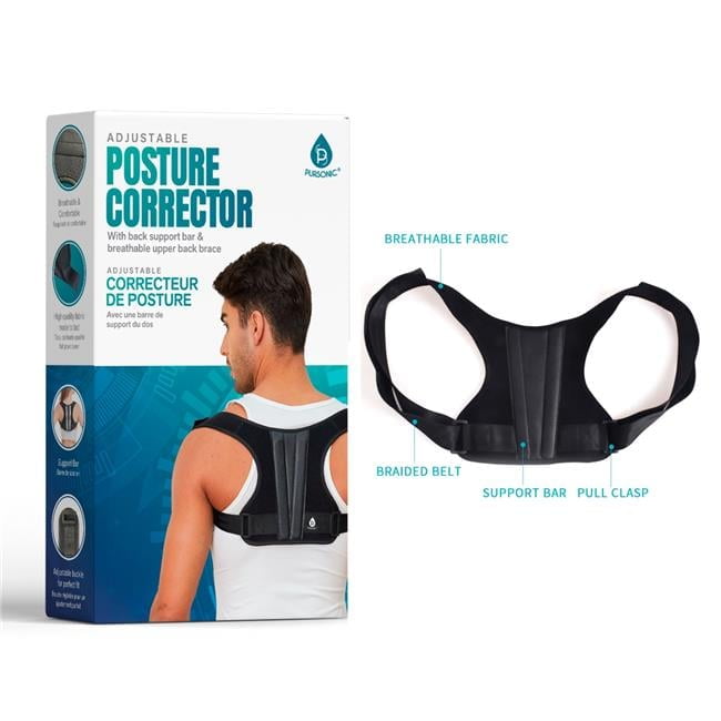 Adjustable Posture Corrector With Back Support Bar Breathable Upper Back Brace by Pursonic