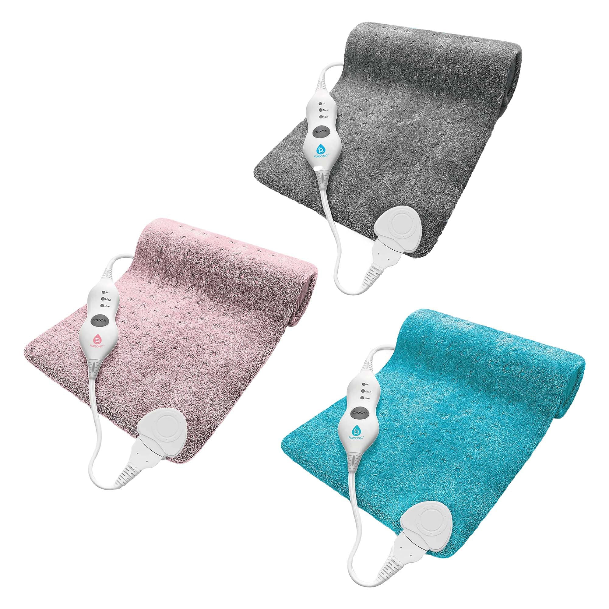 Pursonic Comfort Trio Heating Pad Set – Teal, Pink  Gray