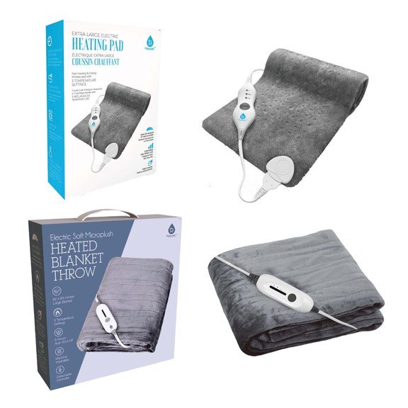 Pursonic Cozy Comfort Bundle Electric Heated Microplush Blanket and Heating Pad Set