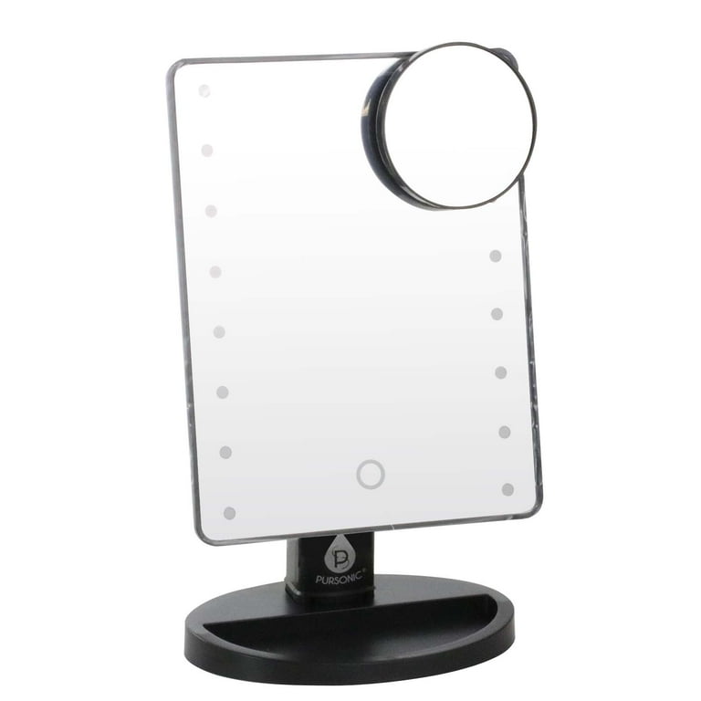 Pursonic Pursonic LED Dimmable Touch Vanity Makeup Mirror with Detachable 5X Mirror in Black Pursonic Pursonic LED Dimmable Touch Vanity Makeup Mirror with Detachable 5X Mirror in Black