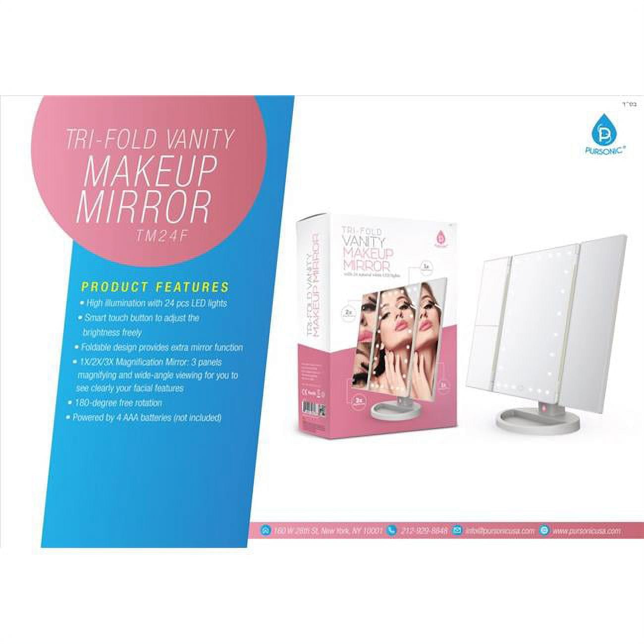 Pursonic TM24F 24 LED Tri Fold Vanity Mirror - Walmart.com