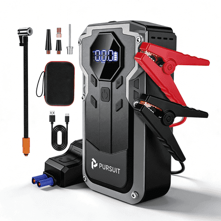 Pursuit 94000mAh Car Jump Starter with Air Compressor, 150PSI Portable Car Battery Jump Pack(8.0L Gas/3L Diesel) with Digital Tire Inflator, 12V Jump Box Car Booster Power Bank with LED Light