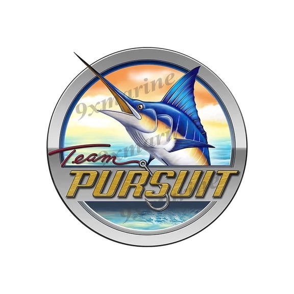 Pursuit Boat Round Designer Sticker 7.5"x7.5"