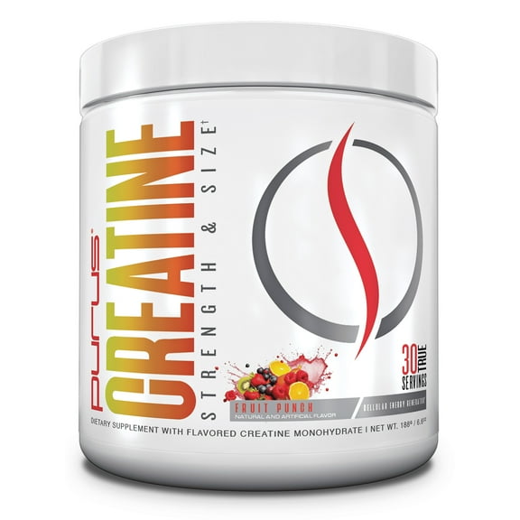 Purus Labs Creatine Monohydrate Powder: Performance Enhancing Muscle & Strength Booster, 30 srv, Fruit Punch Flavor