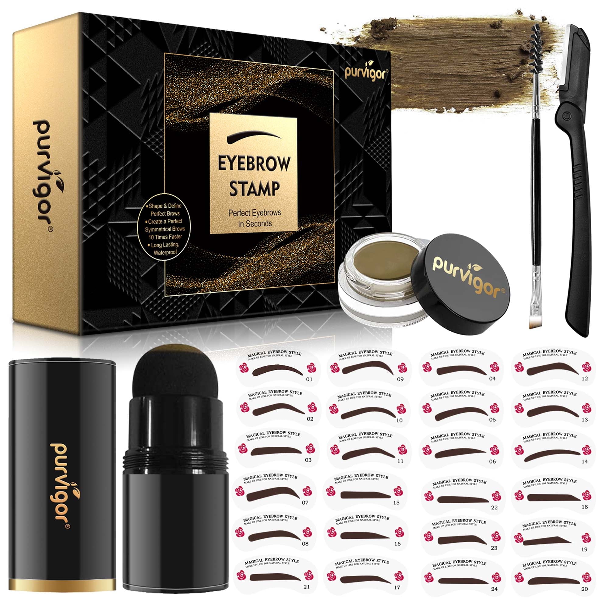 Stamp and shape kits for brows.