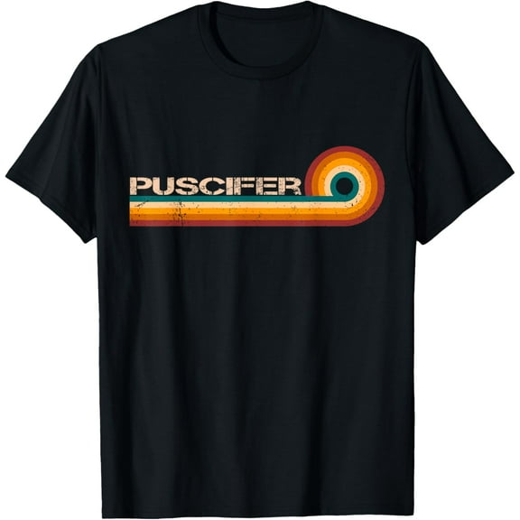 Puscifer Retro Stripes Musician Vintage T-ShirtMen and women, Black T-shirt, size: Extra large