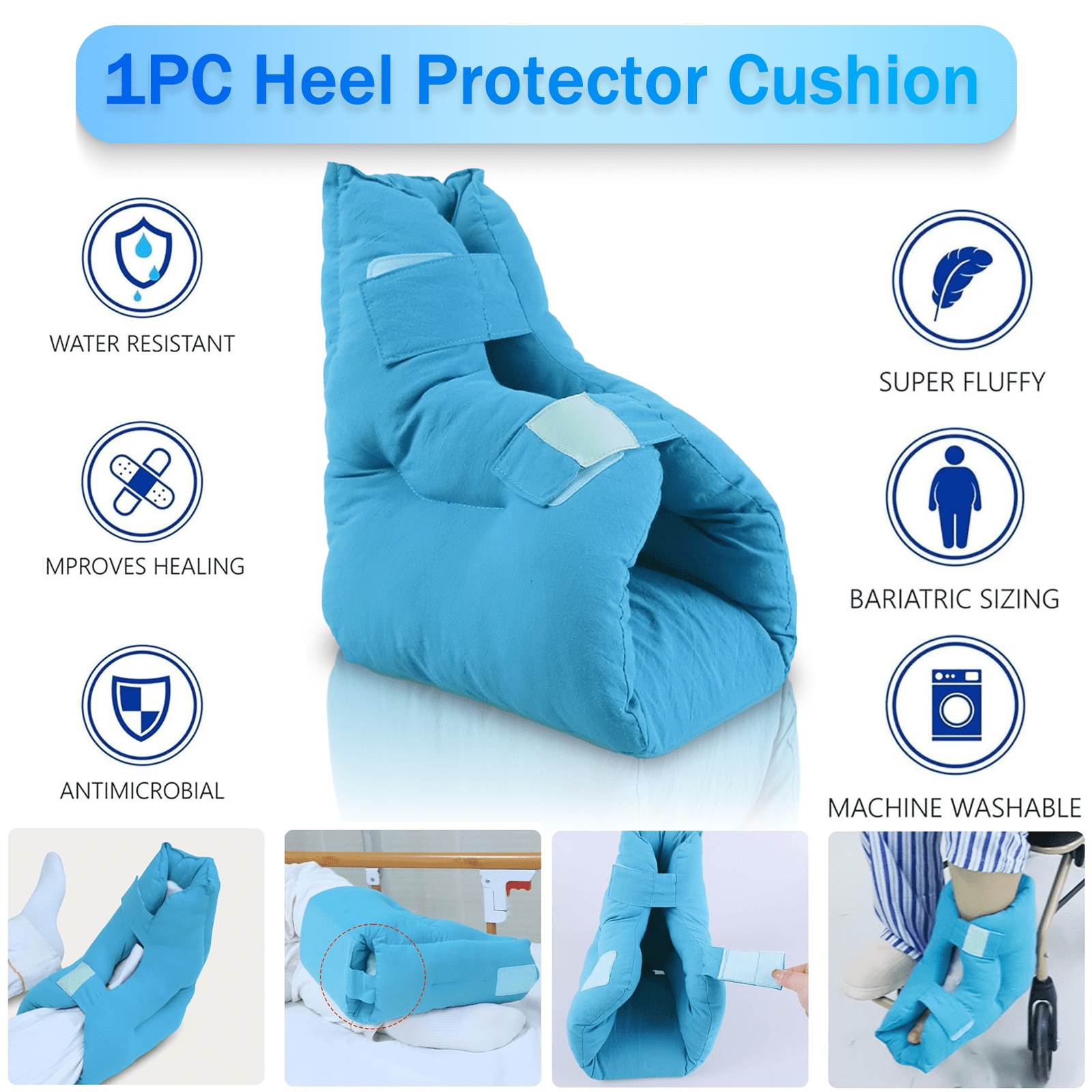 Puseky 1PC Heel Protector Cushion, Quilted Foot Pillow to Relieve Pressure from Sores and Ulcers, Standard Size Suppot Foot Pillow for Injuries, Patients