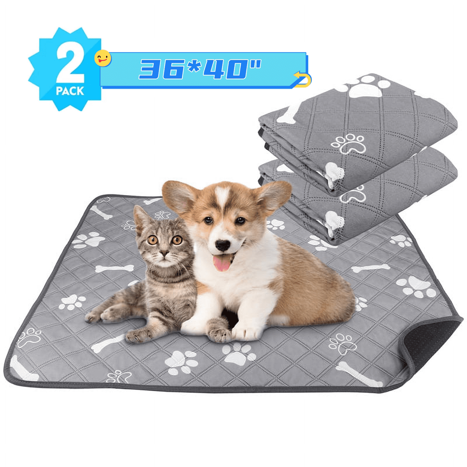 Puseky 2 Pcs 36鈥漻 40鈥?Washable Pee Pads for Dogs, Puppy Pads for Potty