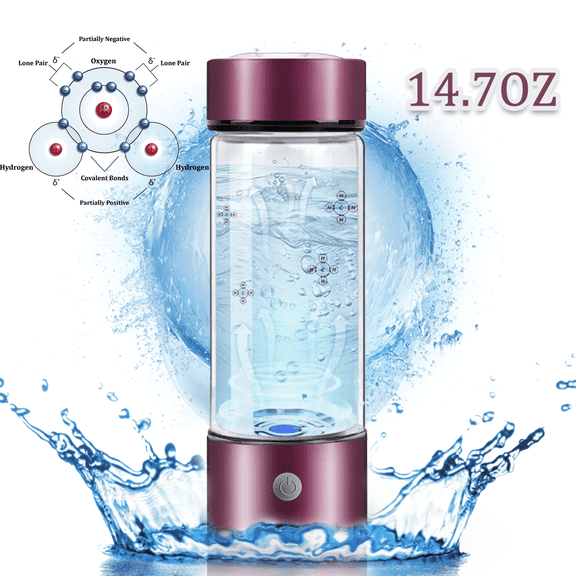 Puseky Hydrogen Water Bottle, 420ml Portable Hydrogen Water lonizer Machine with PEM SPE Technology, 3Min Quick Electrolysis, Hydrogen Water Bottle Generator for Office, Travel and Daily Drink,Red