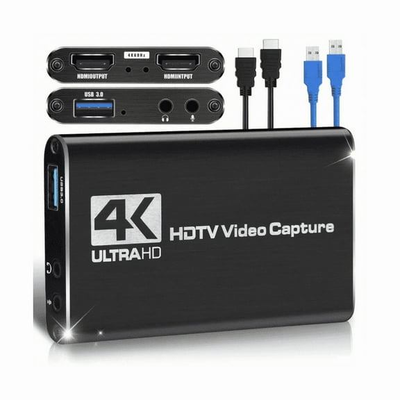 Puseky 4k Hdtv-Compatible Video Capture Card with USB, Full HD 1080P for Game Recording, Black Game Capture Device