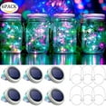 thumbnail image 1 of Puseky 6 Pack Solar Mason Jar Lid Lights(6 Handle), 20 Led Solar Fairy Lights for Outdoor Hanging, Garden, Patio Decor for Mason Jars, Outdoor Hanging Mason Jar Lights, Multicolor (No Jars), 1 of 11