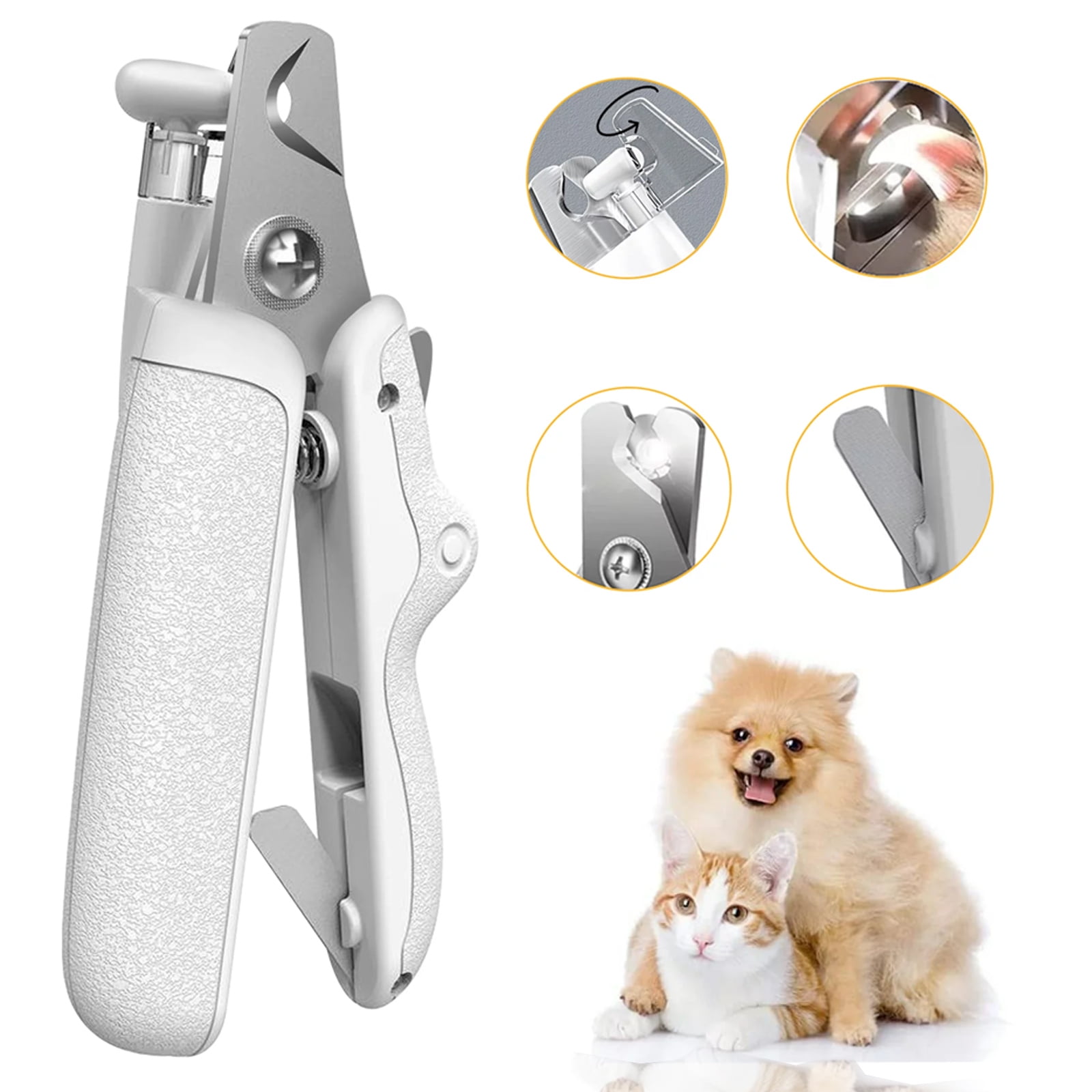 Puseky LED Light Pet Nail Clipper, Cat Nail Clippers & Dog Claw Trimmer