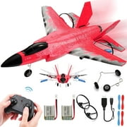 Puseky RC Plane, 2.4GHz Gyroscope Rc Airplanes, Remote Control Plane Glider Outdoor Flying Toys For Children Remote Control Airplane Jet Fighter Toy for Beginners Red
