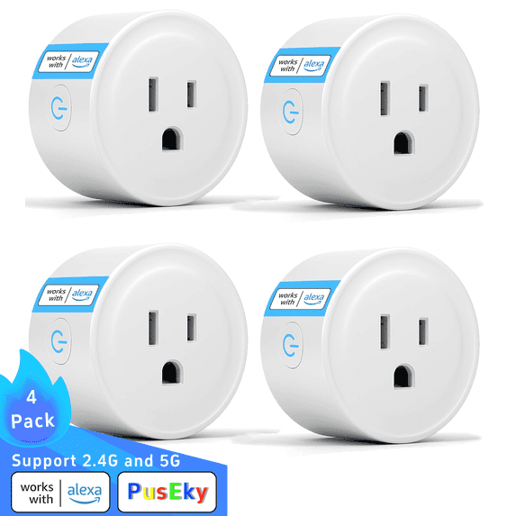Puseky Smart plug, WiFi Plugs Work with Alexa & Google Assistant, 4 Pack, White