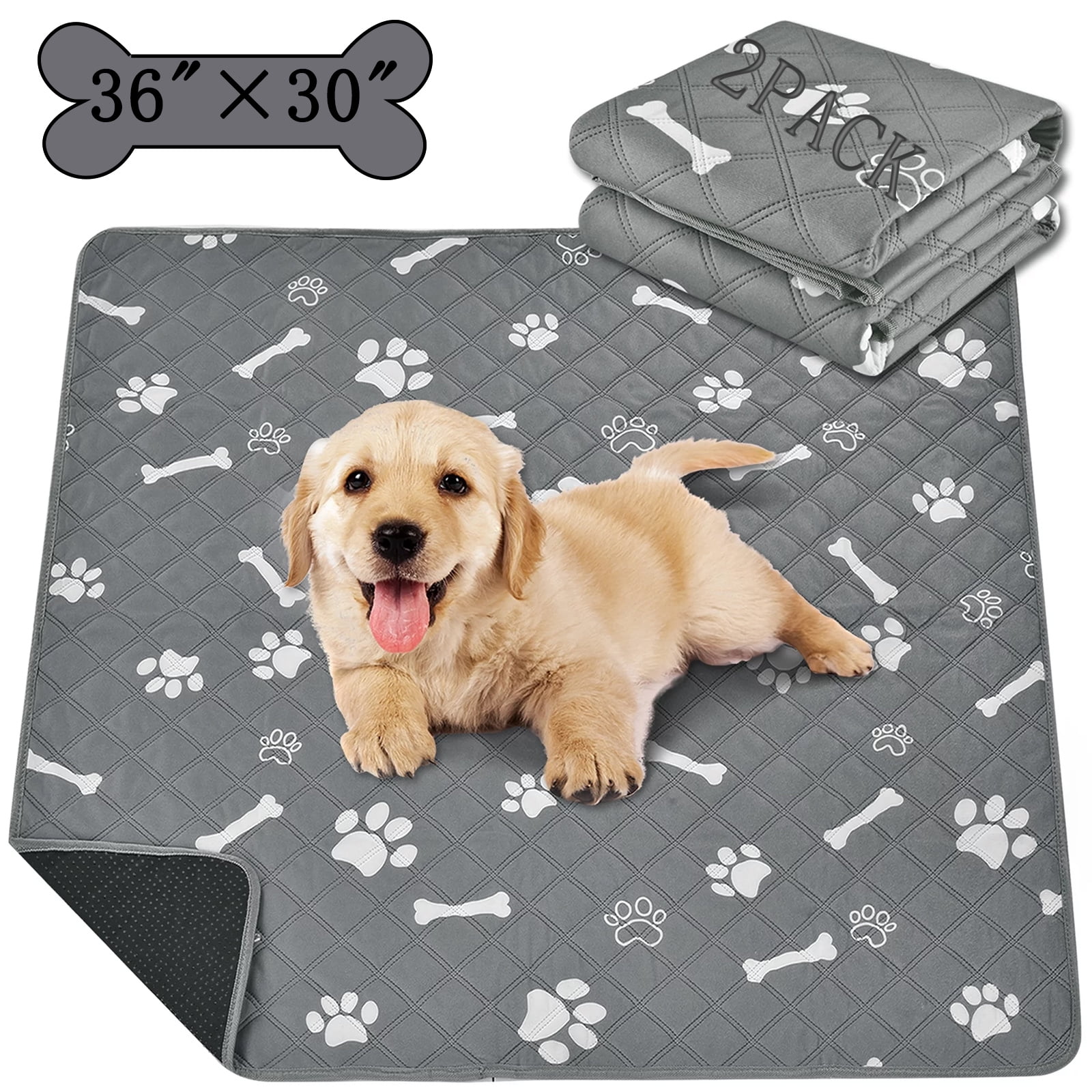 Puseky Washable Pee Pads for Dogs, 2 Pack, NonSlip Dog Pads with Heavy