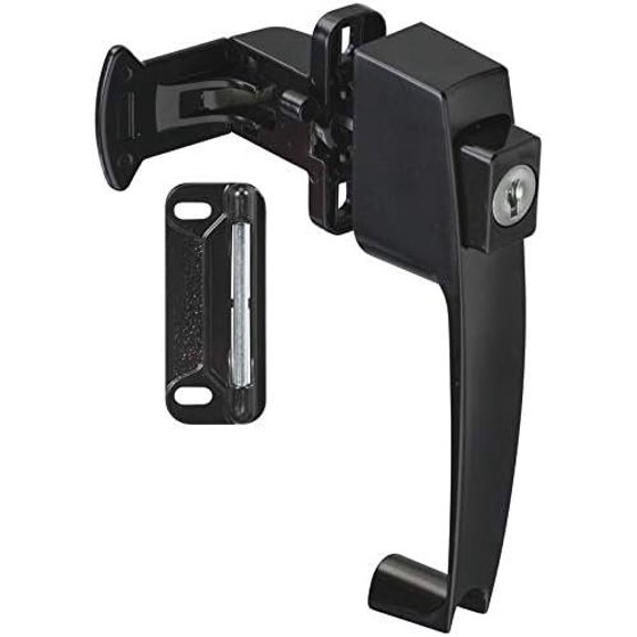 National Hardware Push Button Latch With Key - Black