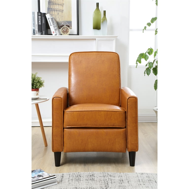 Mocha faux leather push back recliner top