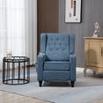 thumbnail image 1 of Push Back Recliner Chair, Wingback Recliner with Storage Side Pockets and USB&Wireless Charging, Modern Fabric Chair with Adjustable Tufted Back and Footrest for Living Room Office, Blue, 1 of 7