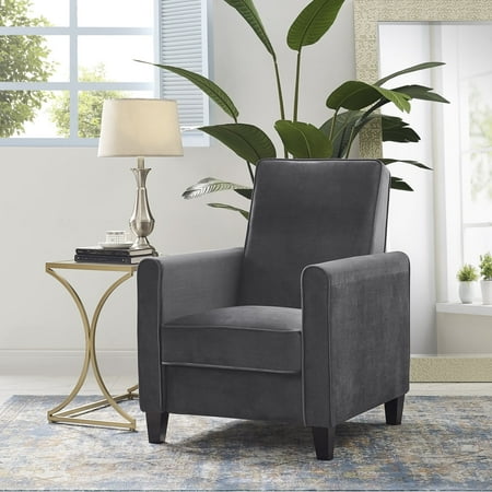 Push Back Recliner Upholstered Club Chair by Naomi Home-Color:Gray,Fabric:Microfiber