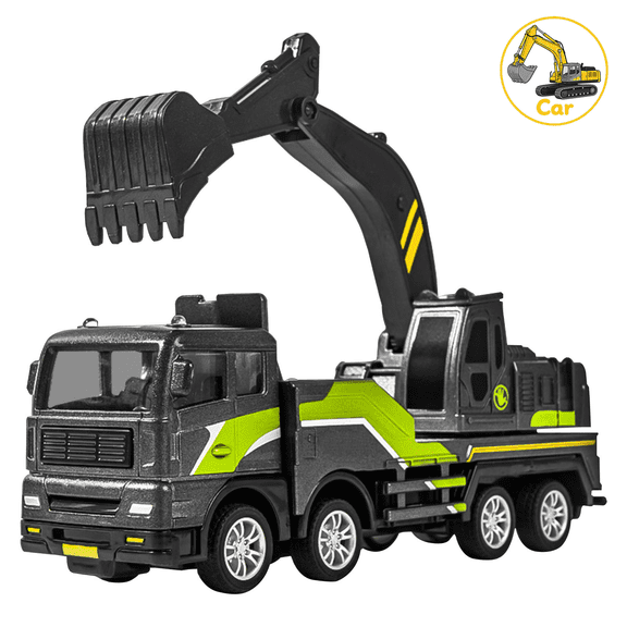 Push Back Remote Control Excavator Truck Car Toy, Children Engineering Car Friction Powered Construction Toy for Boys Girls 3-6 Ages, Kids Toddler Educational Play Birthday Gift