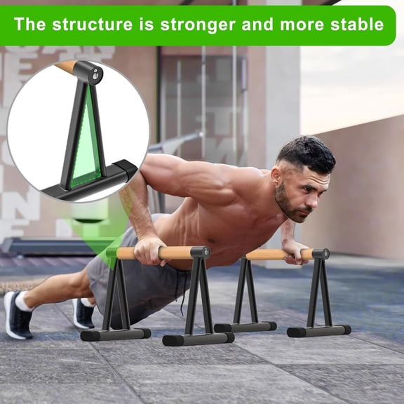 Push Up Bar, 12'' High Parallettes Bars with 8 Rubber Feet & Comfortable Handle, Dip Bars with Stable Triangle Base for Calisthenics, Handstand, Gym & Home Exercise, Easy Assembly (600LB)