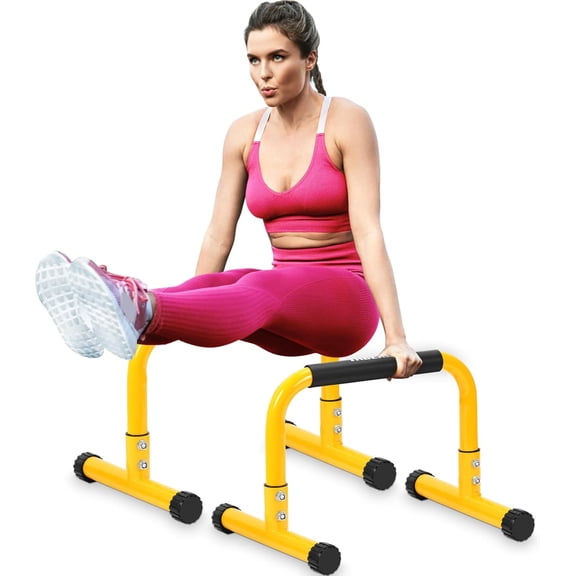 Push Up Bar, 14'' High Steel Parallettes & Dip Bar with Full Coverage Foam Handle, Heavy-Duty Calisthenics Parallel Bars for L-Sit, Dips, Home Gym Strength Training Workout