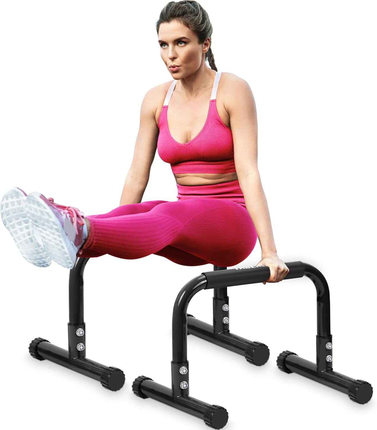 Parallel Bars L Sit On Dip Bar Push Up Bar, 14'' High Steel