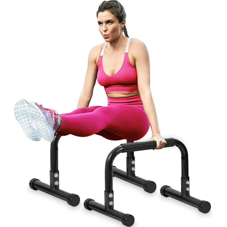 Push Up Bar, 14'' High Steel Parallettes Dip Bar with Full