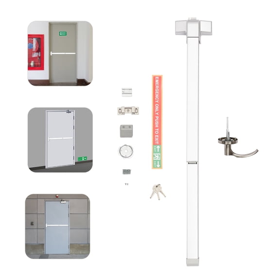 Push Bar Panic Exit Device Alarmed Commercial Push Bar Exit Device with Exterior Lever Panic Bars for Exit Doors with Automatic External Handle Lock