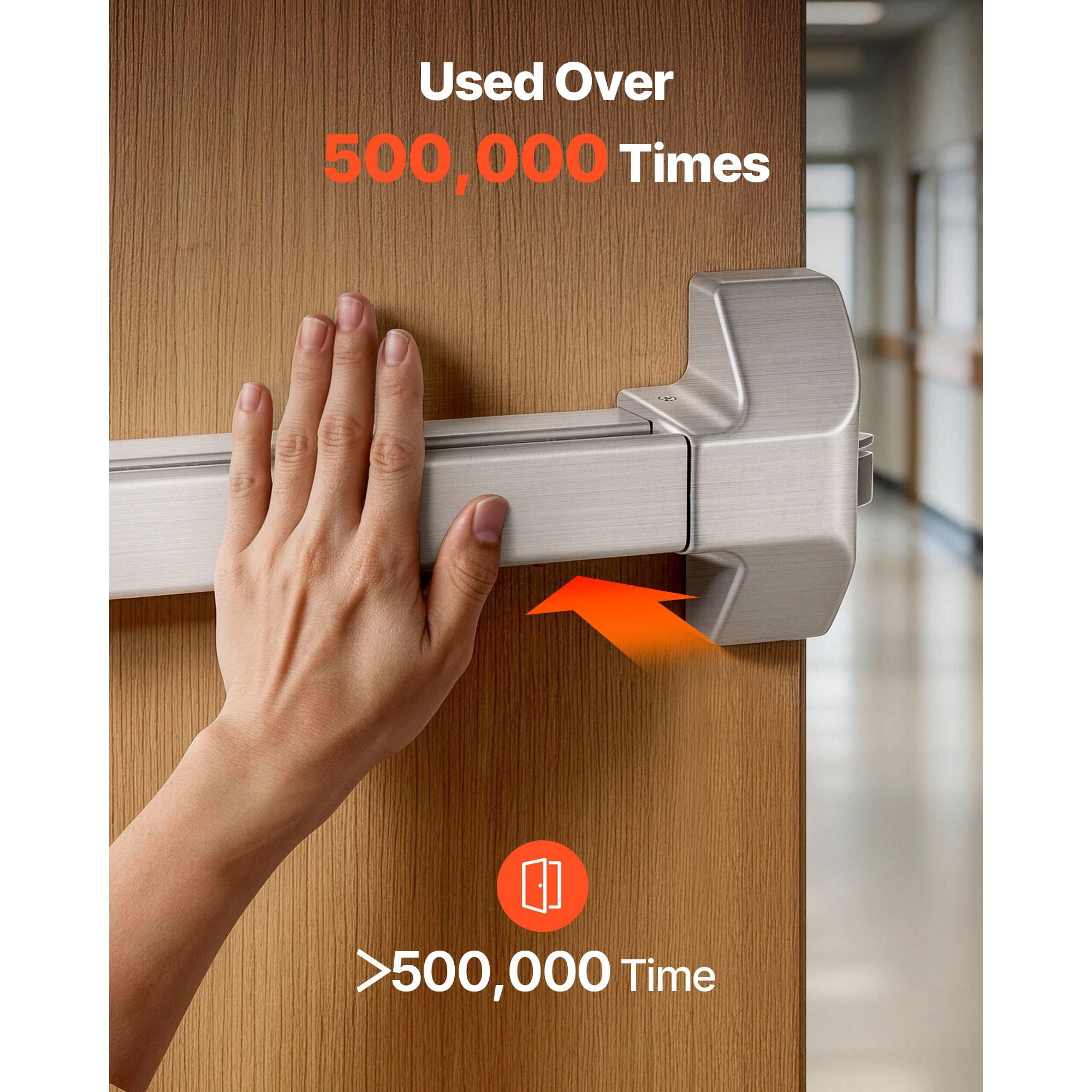 Push Bar Panic Exit Device with 304 Stainless Steel Dual Locking Bolts, for Emergency Exit Wood Metal Doors