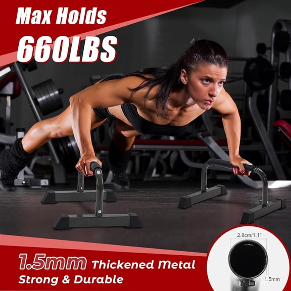 Push Up Bars: Sweat-resistant Parallettes Bar for Handstands L-sit & Dip, No Wobbling Strength Training Pushup Stands for Women Men Workout Core Exercise at Home Floor Gym
