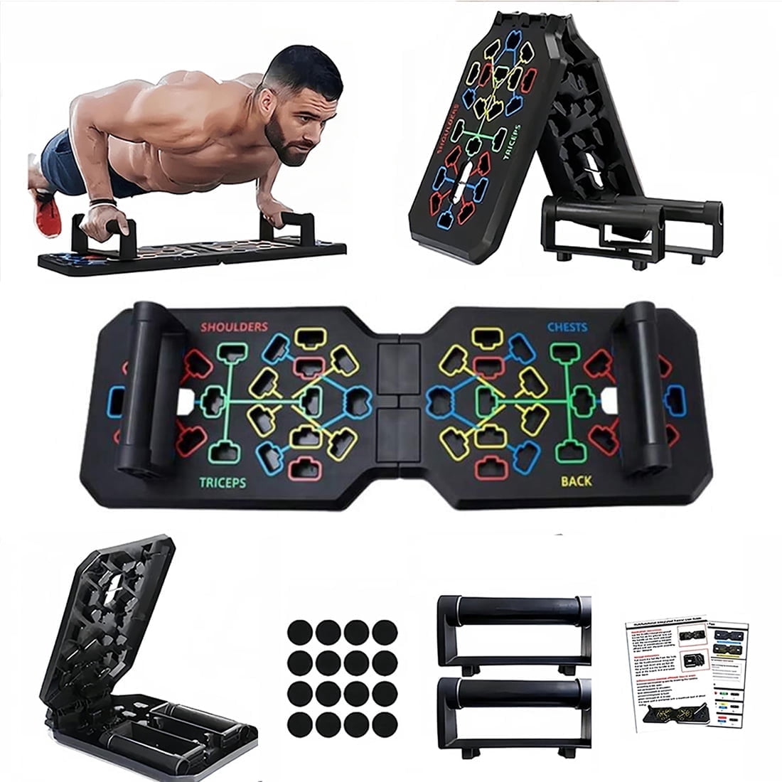 Nuotara 19-in-1 Foldable Push Up Board with Resistance Bands - Walmart.com
