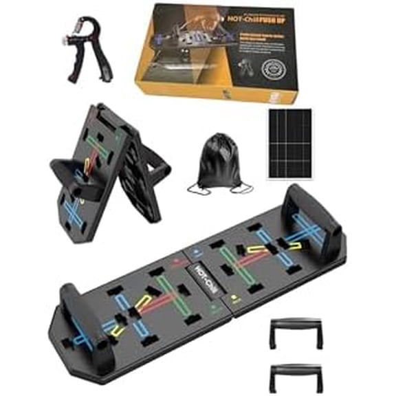 Push Up Board At Home Workout Equipment for Arms Shoulder Chest Back and Hands Pushup board with Hand Grip Foldable Pushup Bar with Color coded positions for Muscle Growth and Strength.