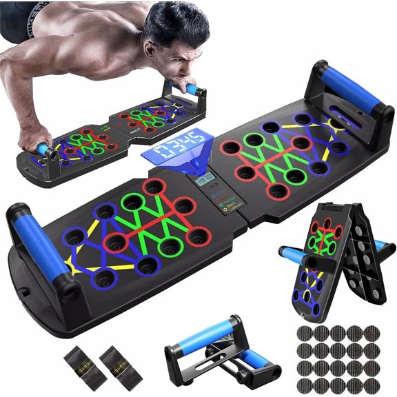 Push Up Board for Men, Push Up Bar at Workout Equipment, Pushup Handles Gym Exercise Fitness Equipment Portable Foldable with Counter and Wrist guards