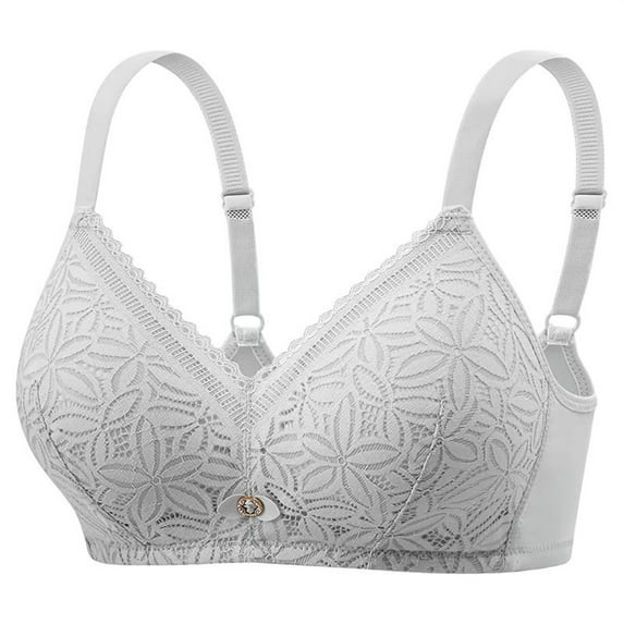 Push Up Bra, Audhol Women's Fashionable Casual Breathable Thin Underwear Small Breasts Gather Lace Bras with Side Breasts Seamless Bras for Women Grey 36