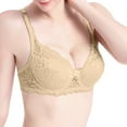 thumbnail image 1 of Push up Bra for Women Lace Full Cover Underwire Everyday Bra with Adjustable Straps Convenient Daily Brassiere Ladies High Support Athletic Bra Khaki S, 1 of 9