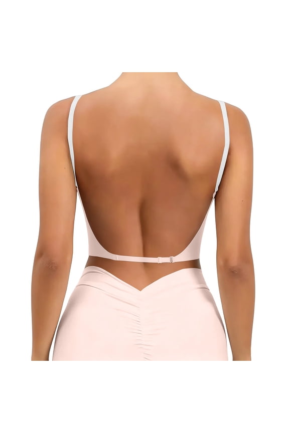 Push Up Bra for Women Wireless Seamless Backless Bra Multiway Straps Convertible Halter Bras,Low Back Bras Open Back Bra Adjustable Spaghetti Strap Low Cut Workout Gym Yoga Bra Seamless Invisible Bra